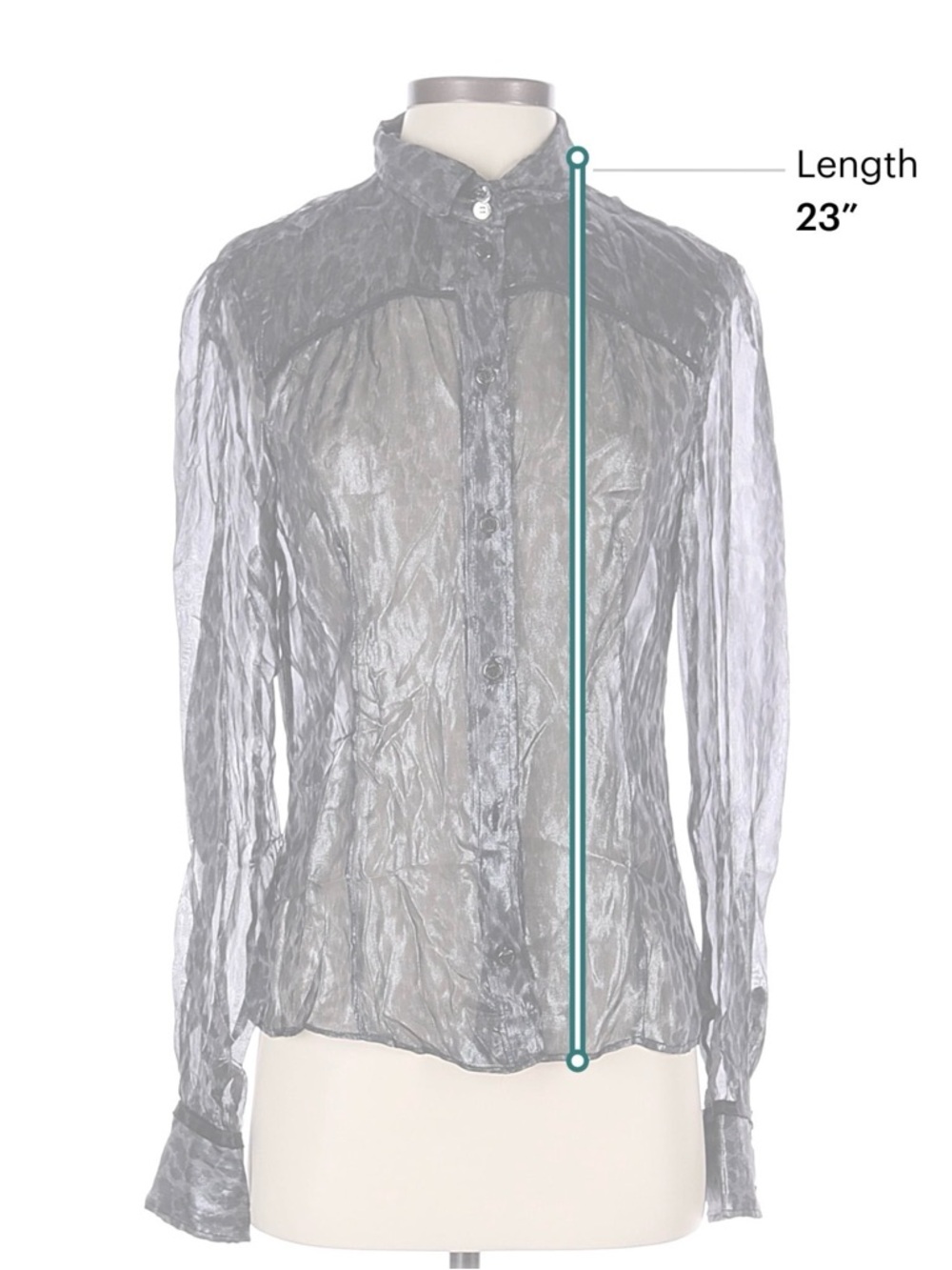 Dolce & Gabbana Sheer Leopard Button-Down Blouse in Charcoal LIKE NEW - Picture 3 of 5